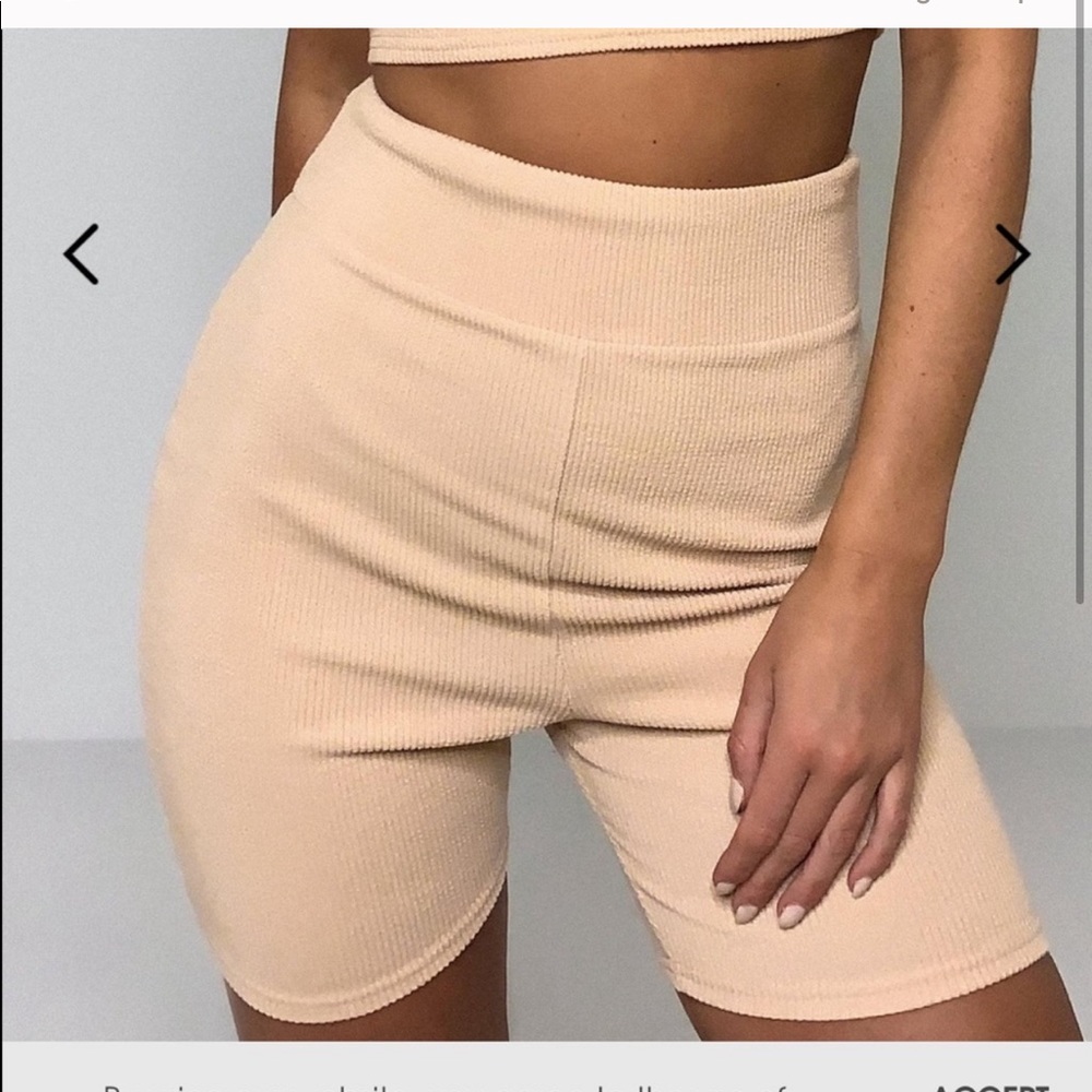 Brand new nude ribbed biker shorts. Missguided